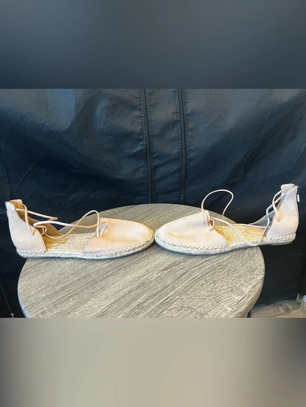Eileen Fisher Lee D'Orsay Flat Espadrille Sandals Tan Leather- Size 9